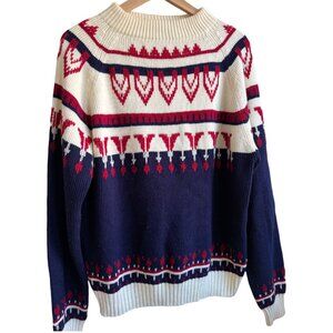 Vintage JC Penny Knit High Neck Sweater Fair Isle Nordic Womens Mens Unisex XL